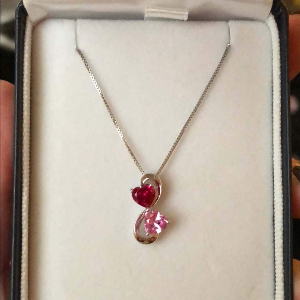 Sterling Silver .925 Infinity Hearts Necklace - Picture 1 of 3